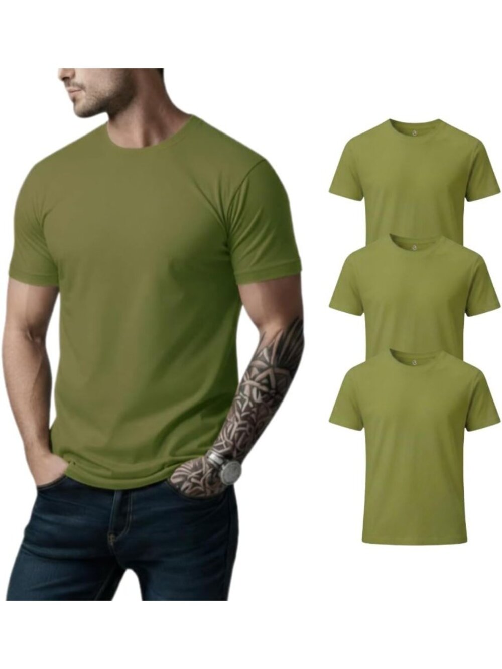 Men's 100% Cotton Crew Neck T-Shirt Multipack | Soft, Regular Fit Tees